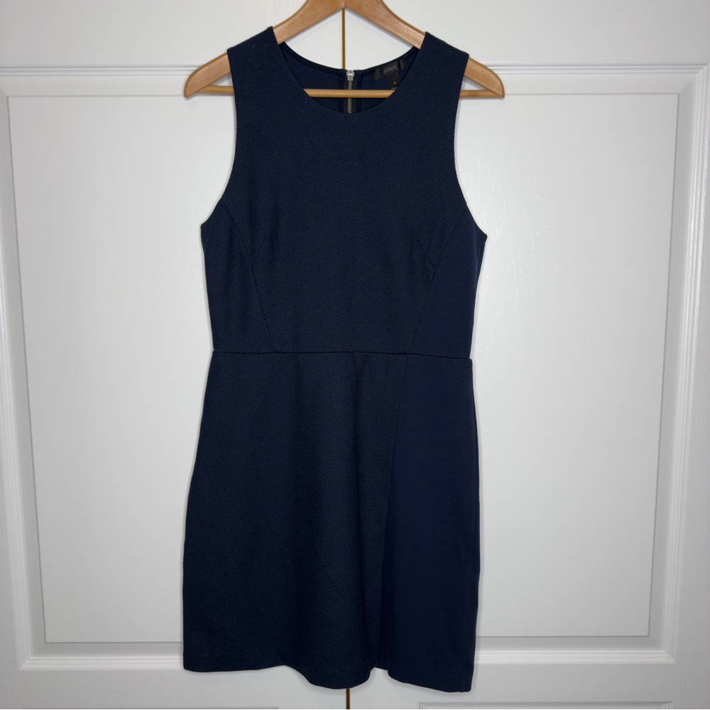 J.Crew Navy Sleeveless Textured A-Line Dress Size 6 –‎ Exposed Zipper, Cotton
